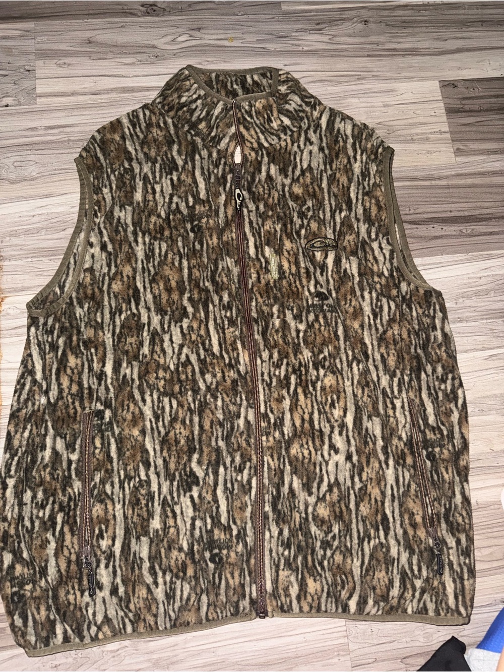 Drake Brown Green Camo Fleece Vest